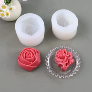 ins玫瑰花苞模具DIY手工皂香薰蜡烛摆件慕斯烘焙花朵硅胶模具