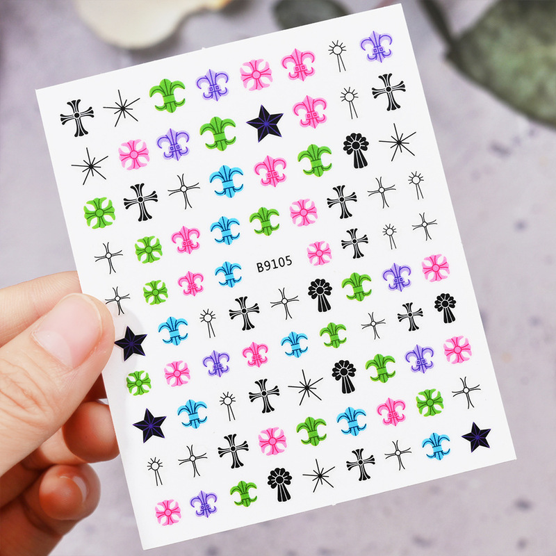 Foreign Trade Nail Stickers, Cross-Shaped, Thin and Flexible, Punk Retro Style, 3D Black and White Cross Nail Decals Foreign Trade Nail Stickers, Cross-Shaped, Thin and Flexible, Punk Retro Style, 3D Black and White Cross Nail Decals