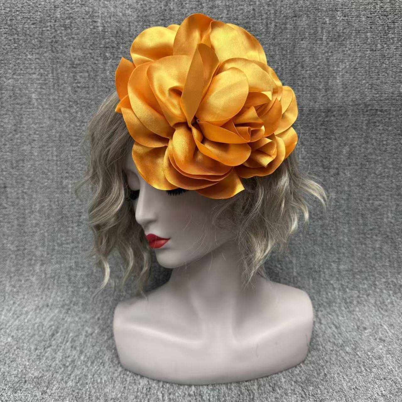 Brooch Flower Handmade Fabric Brooch Pin 19 Earthy Yellow Clothing Accessory Versatile French Satin Large Flower Ornament