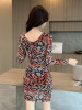 Women's irregular mesh buttocks wrapped dress