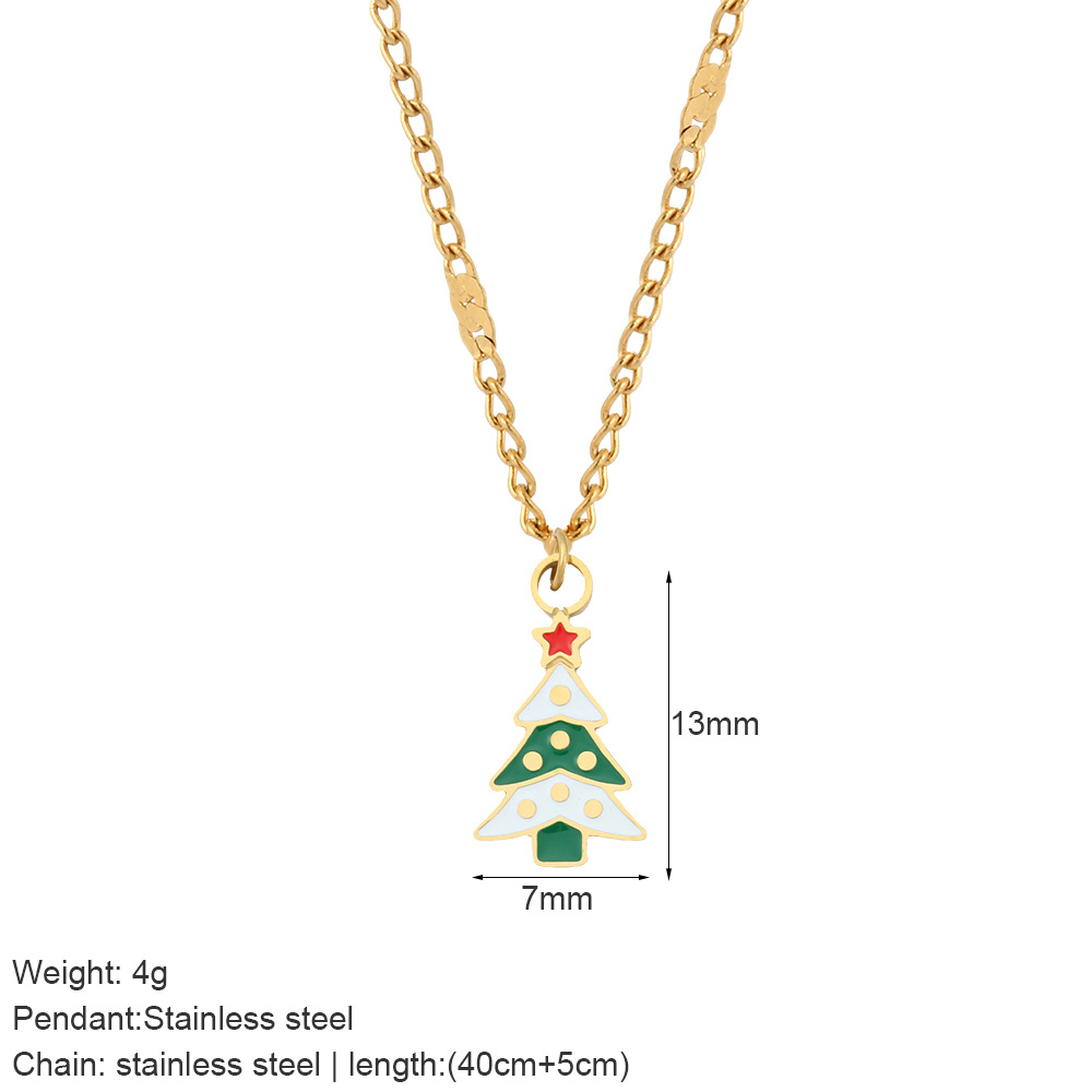 Santa Claus, Gingerbread, Moon Pattern Women's Gender PVD Coated Real Gold Plated Santa Claus Gingerbread Moon 316L Stainless Steel  Nordic Style Classic Style Waterproof Non Tarnish Surgical Steel 316L Stainless Steel  Pendant Necklace