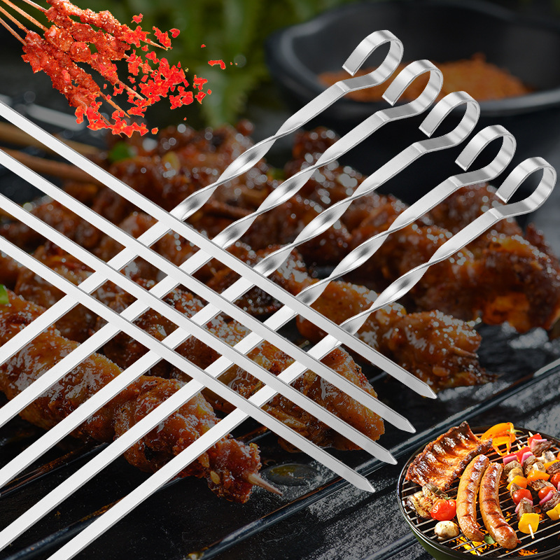 バーベキューフラットニードル BBQバーベキューニードル アウトドア 家庭用 アウトドアバーベキューツール バーベキュースティックニードル 9字フラットニードル バーベキューピック|undefined