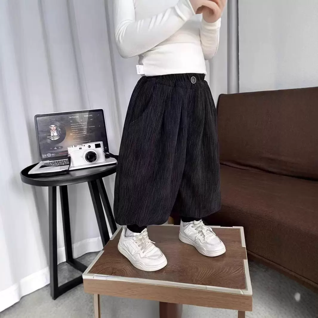 乖克菲儿童裤子裤春季灯笼裤灯芯绒宝宝束脚裤男女童灯芯绒面料