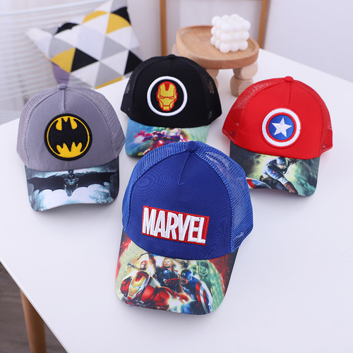 Children's Hat Wholesale Summer New Marvel Children's Mesh Hat Spider-Man Batman Baseball Cap Sun Hat