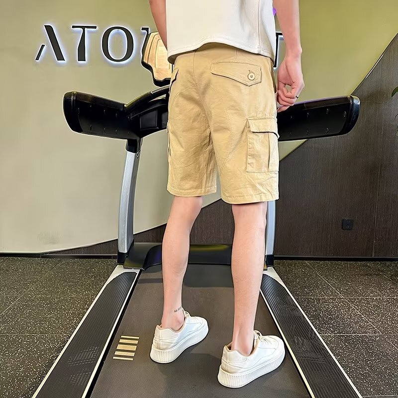 Trendy Shorts Men's Casual Loose Overalls Summer 2022 Fashion Style Japanese Running Solid Color Pants Men