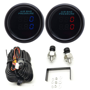52mm Car Modified Instrument Dual Air Pressure Gauge Psi Display Set Sensor Npt1/8 12V24V Universal
