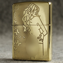 ZIPPO之宝防风煤油打火机204B黄铜三面蚀刻花花公子性感女郎限量