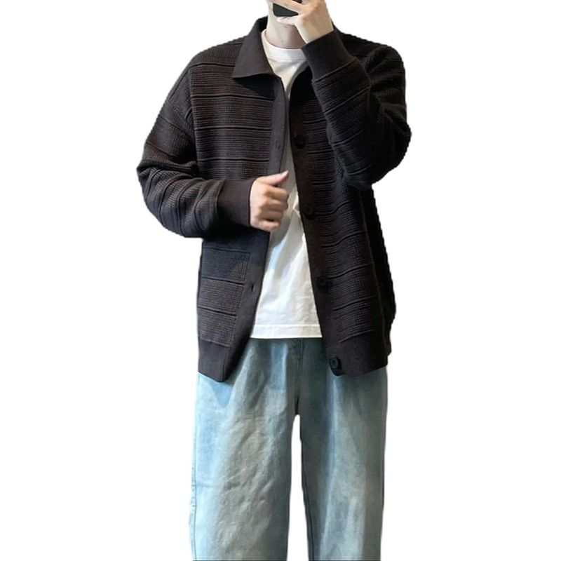 Explosiones transfronterizas europeas de tamaño grande jersey suéter hombre polo de negocios con collar cardigan chaqueta fábrica de moda al por mayor