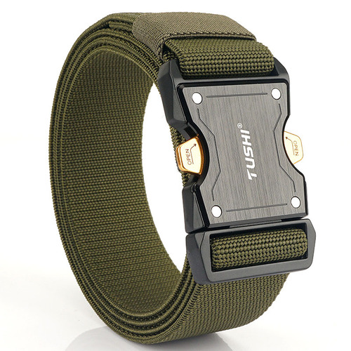 Aluminum alloy tactical clip nylon elastic webbing workwear outdoor training belt manufacturer wholesale pant belt
