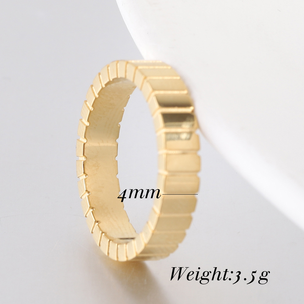 7g Weight Gold Plated Plating Material Simple Style Solid Color Titanium Steel Plating Gold Plated Rings