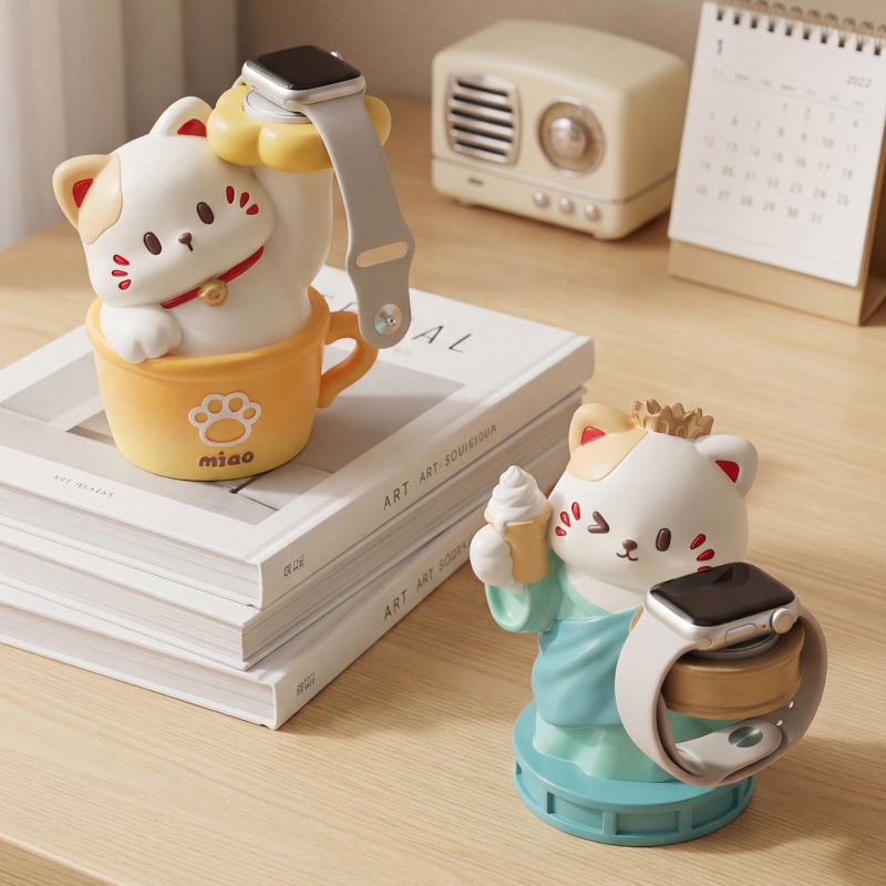 Creative New Cat Watch Stand, Living Room and Office Desk Decoration, Stress-Relief and Healing Birthday Gift for Girls Creative New Cat Watch Stand, Living Room and Office Desk Decoration, Stress-Relief and Healing Birthday Gift for Girls