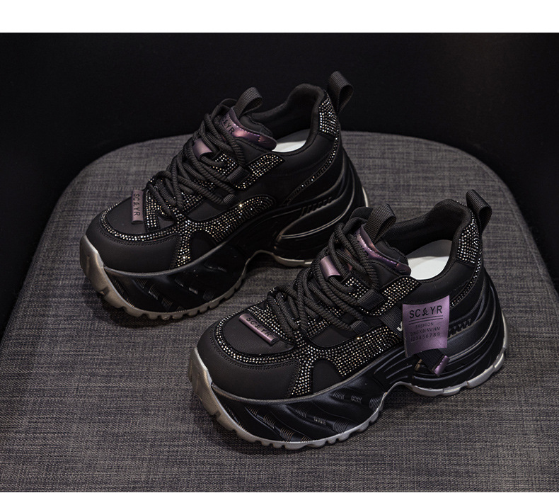 Giày sneaker nữ đế dày tăng chiều cao phong cách hot girl mùa thu 2026 — Kaki M2939, M2939 màu đen chi tiết 21