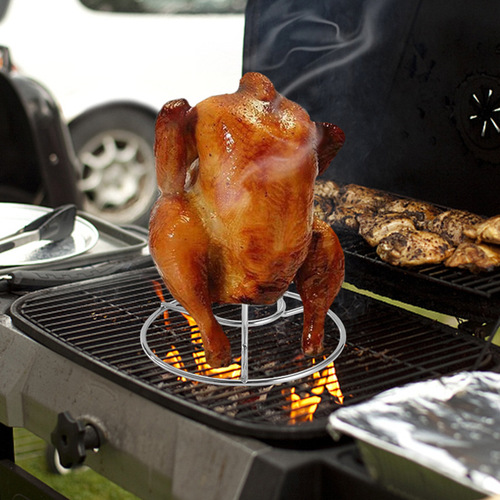 Stainless steel beer, cola, grilled chicken skewers, outdoor camping chicken skewers BBQ simple chicken grill barbecue tools, meat grill