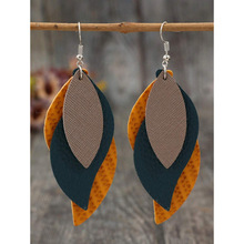 V 33448 S Leaf Multi-layer PU Earrings S ����Ҷ��� PU ����