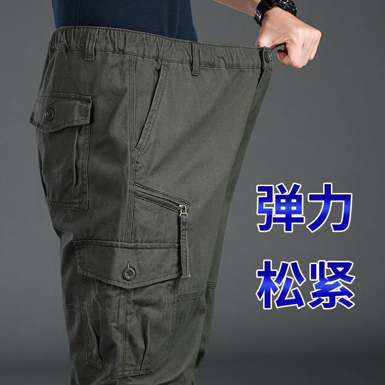 Men's Loose Casual Cargo Pants with Multiple Pockets, Durable Straight-Leg Trousers for Spring and Autumn, Direct Supply from Foreign Trade
