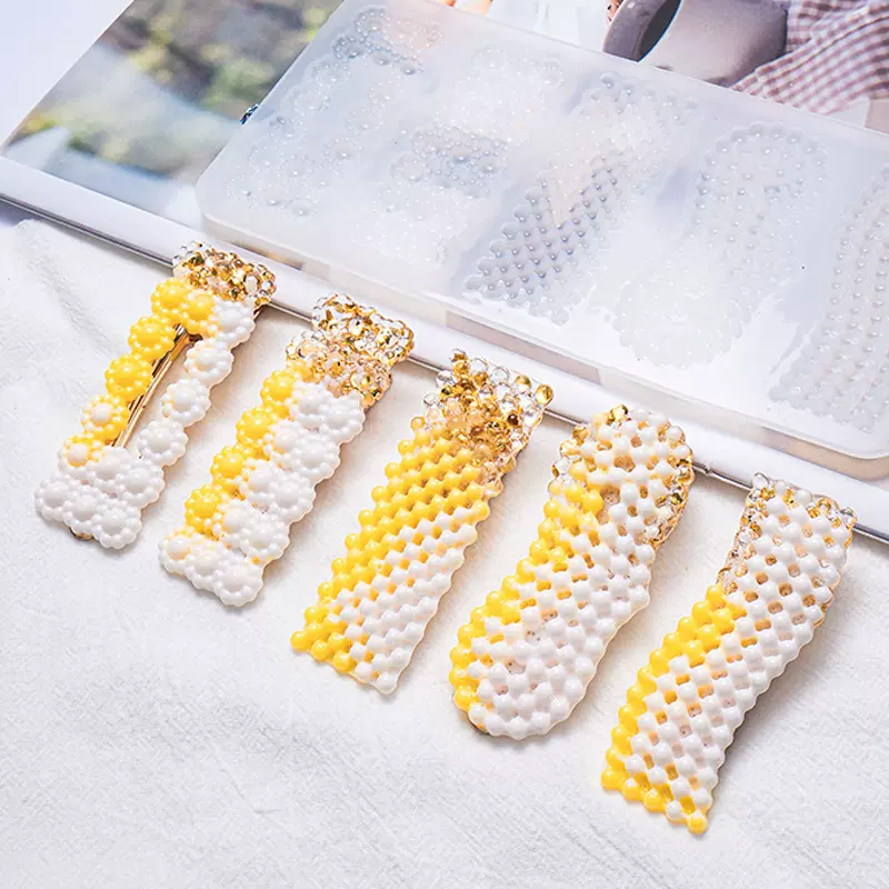 36款滴胶模具手工树脂diy自制发簪闪钻发夹软件鸭嘴夹发饰硅胶模