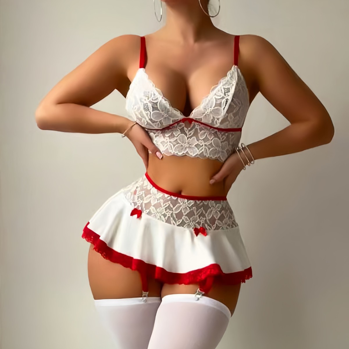 Cross-Border Supply European and American Foreign Trade Sexy Pajamas Women's Hollow Suspender Tops Shorts Home Clothes Two-Piece Set Sexy