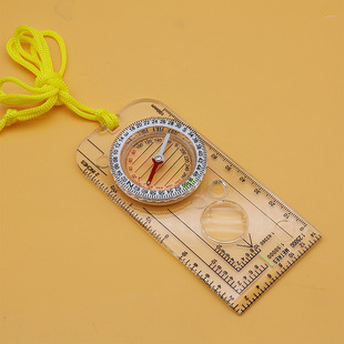 Factory Direct Supply Dc40-3A Scale Map Ruler Compass Outdoor Directional Compass Multifunctional Drawing Ruler