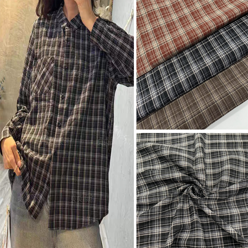 全棉格子布 春夏平纹40支薄款格子布 衬衫外套防晒服格子面料