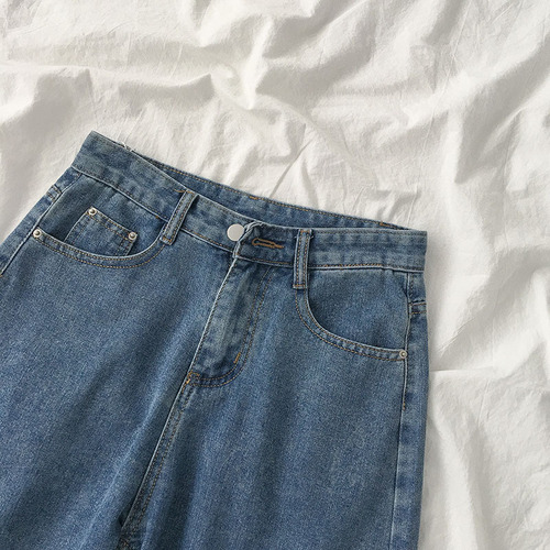 High-waisted designer jeans, spring 2024 new women's fashion slimming loose versatile student wide-leg five-pocket pants