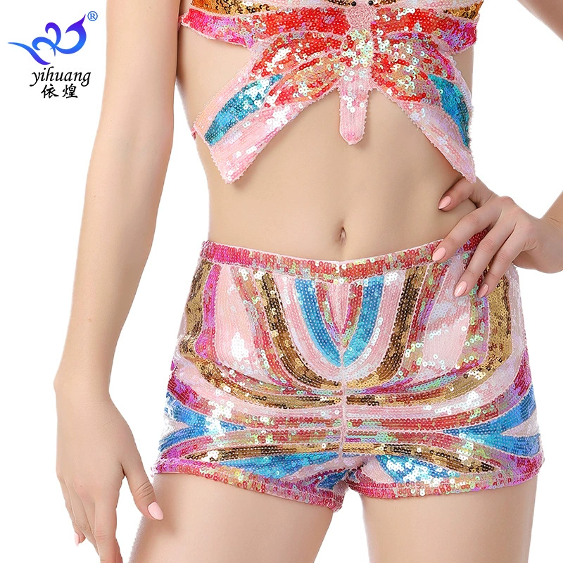 Взрослые танцевальные брюки с пайетками Нижнее белье Шорты из бисера Современный танцевальный Джаз Танцевальный костюм с пайетками Горячие брюки