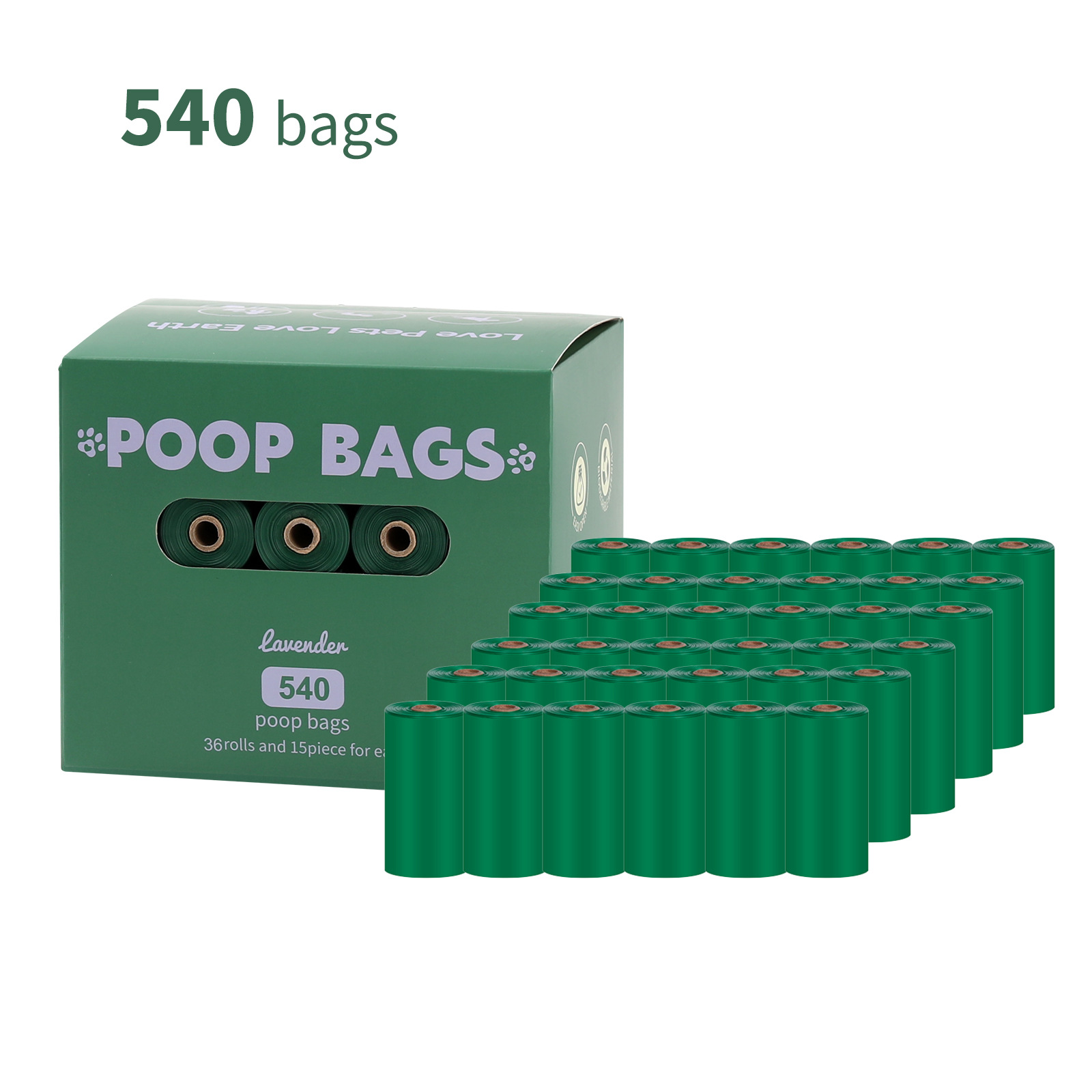 Nuevo medio ambiente biodegradable bolsa de basura de mascotas bolsa de basura distribuidor de bolsa de heces OPP caja de cabeza de fijación empaquetada bolsa de heces