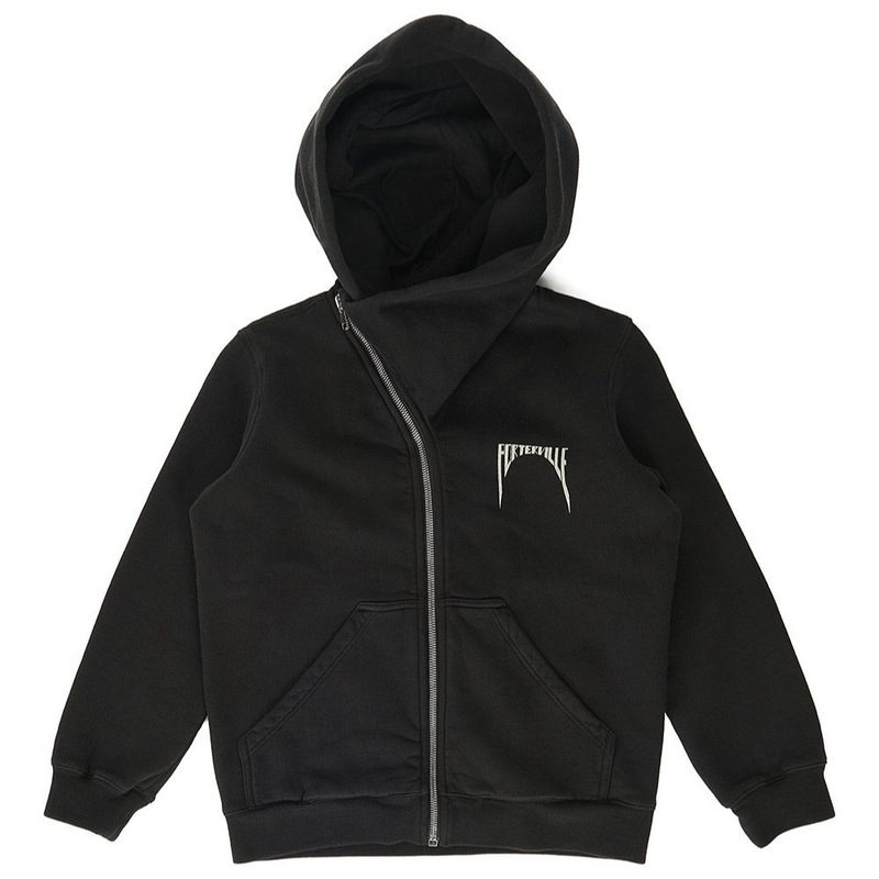 2025 European and American Cross-Border New Casual Street Irregular Hooded Design Diagonal Zipper Loose Trendy Sweatshirt Wholesale