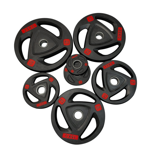 Plastic-coated cast iron dumbbell barbell plate three-hole hand-grabbing piece large-hole piece 5cm Olympic bar weightlifting piece gym