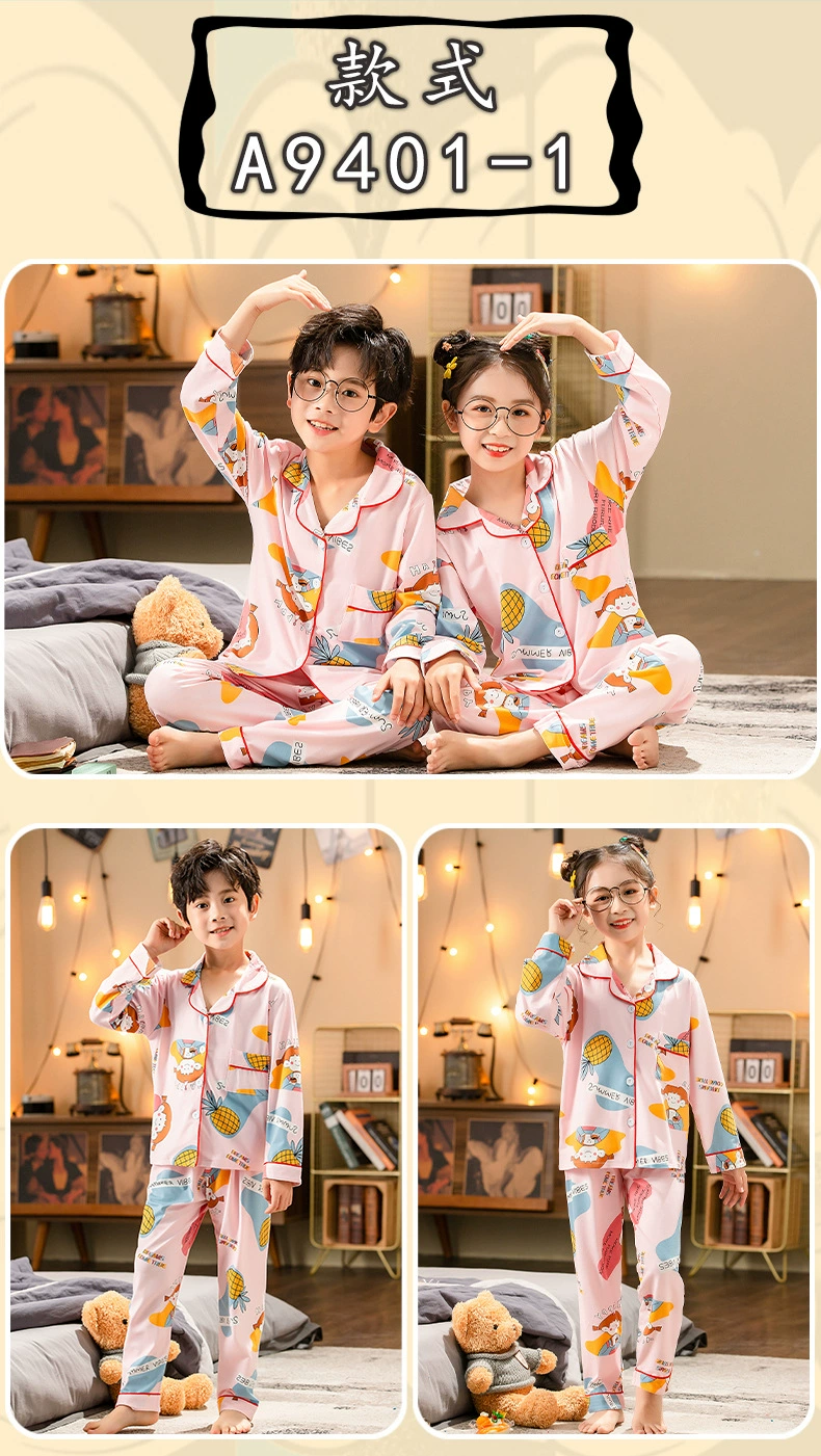 Spring Autumn Children Pajama Set Cartoon Kids Nightwear Pijama Boys Cute Girl Homewear Cardigan Students Clothes Wholesale Sleepwear & Robes cheap