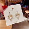 Silver needle, fashionable earrings, crystal, silver 925 sample, internet celebrity, wholesale