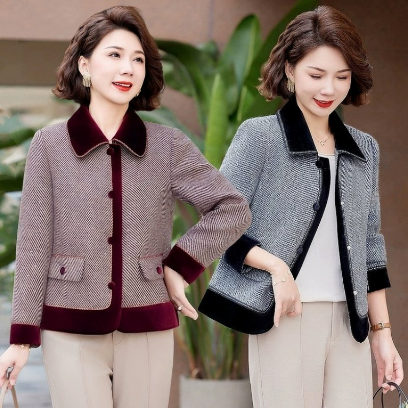 Мама среднего возраста весеннее пальто модное маленькое ароматное 2025 новое 40 лет среднего и пожилого женского весеннего и осеннего высокого класса топ