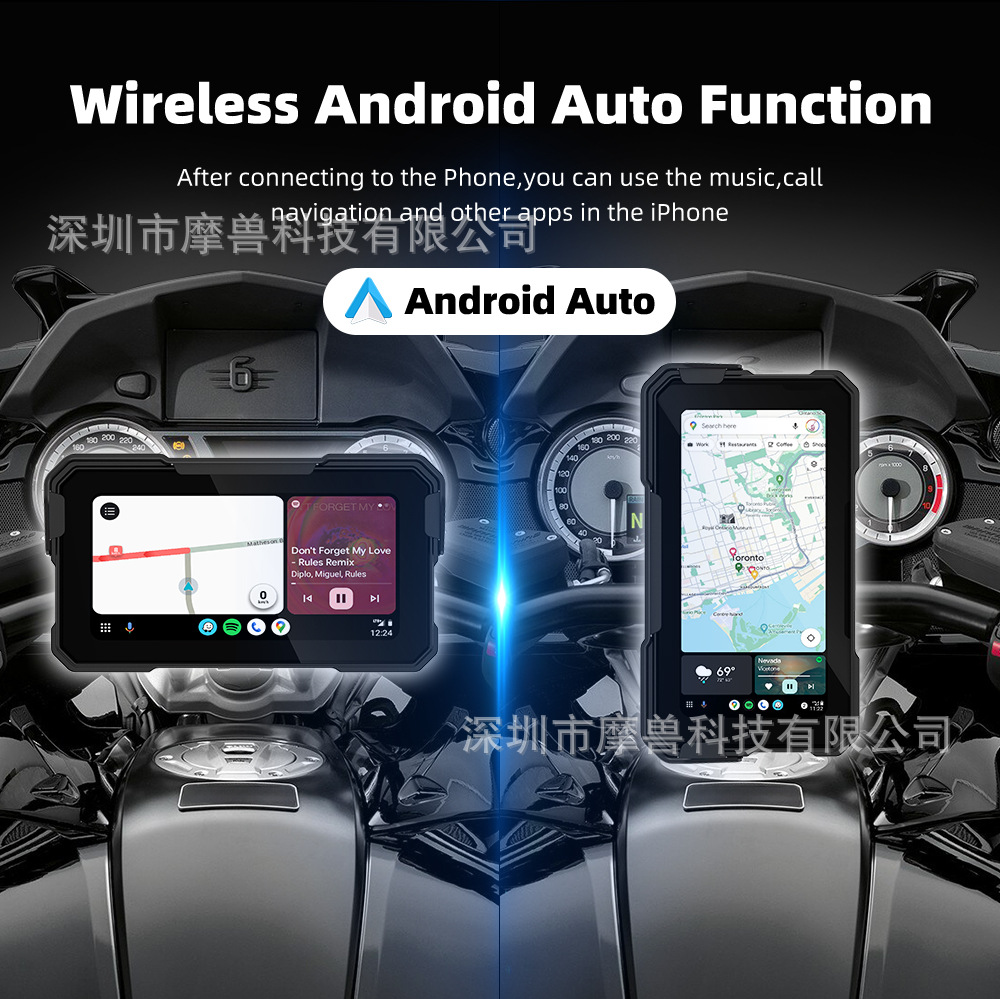 6.25inch Quick-Release Motorcycle Navigation Portable Wireless Carplay/Auto Waterproof Outdoor Riding