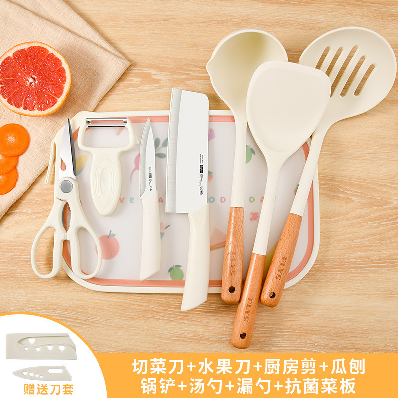 1 utensilios de cocina de alimentos suplementarios cuchillo de frutas de cocina combinación de cuchillo de cocina set de cuchillo de mesa de cocina 2 - en - 1 piezas de tabla de cortar gratuitas