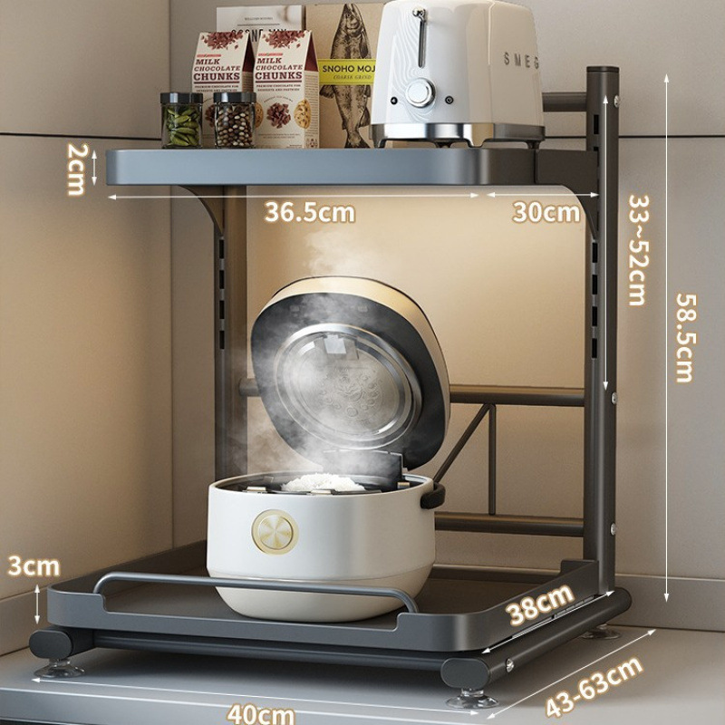 引き出し式炊飯器収納ラックキッチン多機能カウンタートップオーブン家電電子レンジ一体型収納ラック