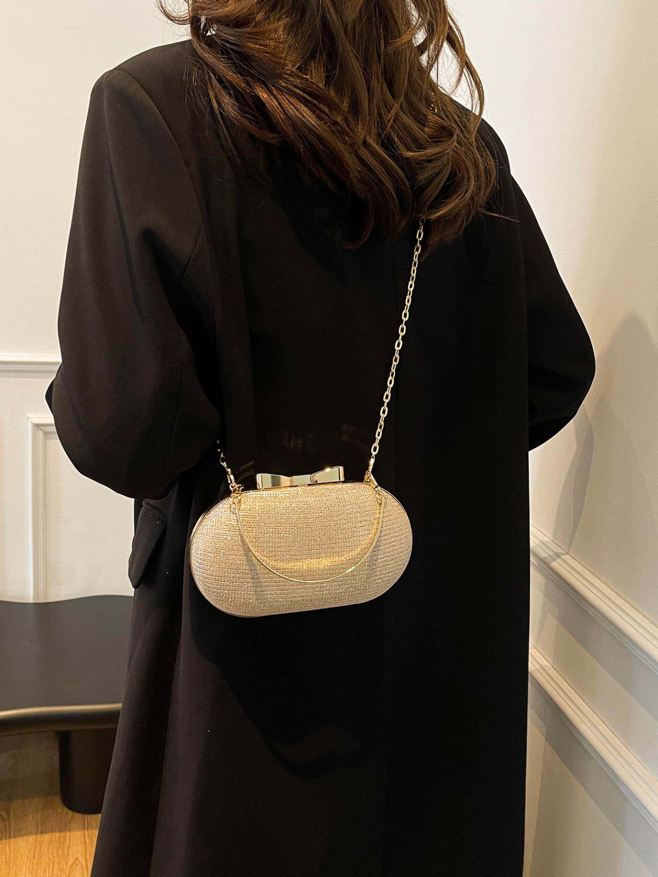 Dinner bag 2026 new bow banquet mini chain bag temperament simple women's one-shoulder cross-body bag