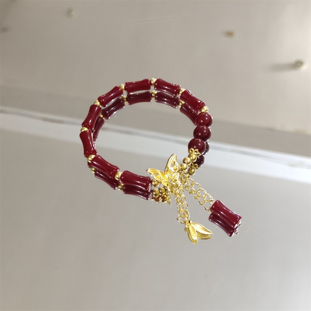 Pulseras de mariposa de oro antiguo estilo chino, nichos de bambú, parejas de madera, estudiantes, colinas de mano, joyas de mano