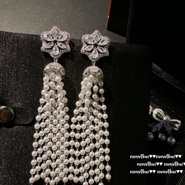 3122 Instant MIA Flower Blooming Rich Artificial Shell Beads Tassel Earrings ~ No box