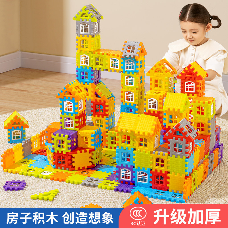 New House Building Blocks with Windows, Large Educational Blocks for Kindergarten Children, Free Assembly House Toys