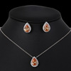 Fashionable accessory for bride, pendant, necklace and earrings, jewelry, set, European style, with gem