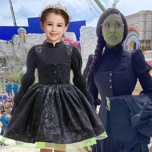 Girls Halloween Ivyba Magic Wicked Witch Black Witch Dress Cos Party Children's Dress