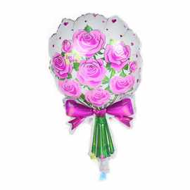 新款玫瑰花束造型铝膜气球 情人节手捧玫瑰花造型装饰铝箔气球