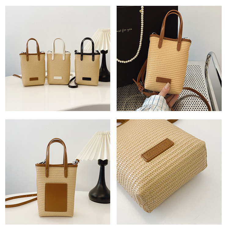 Summer straw woven beach bag 2025 New style seaside vacation handbag, simple and versatile bucket bag, woven crossbody bag undefined