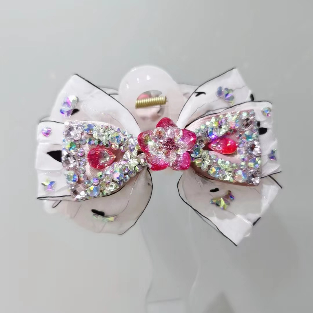 Women's Lady Sweet Korean Style Flower Bow Knot Cloth Bowknot Inlay Rhinestones Hair Claws display picture 3