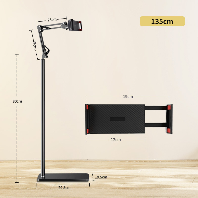 Suporte de chão cantilever preto YX-201 135 * tablet para celular de 10,2 polegadas