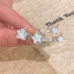 S925銀針小清新グラデーション幻想的な青い五角星ピアス女性の軽贅沢小衆高級感星イヤリング