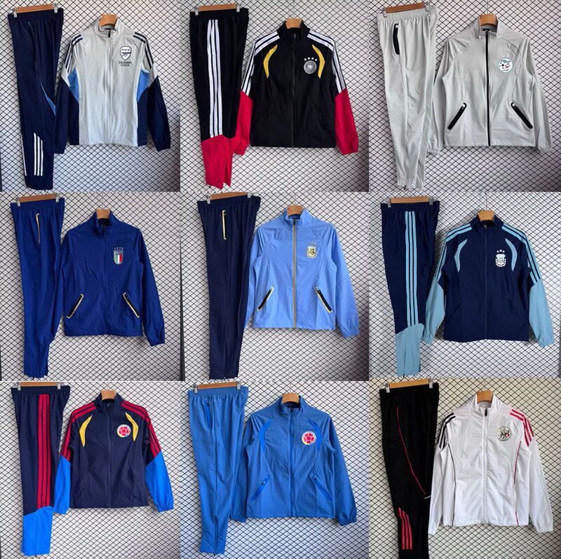 New Football Uniforms Spain Argentina Germany Arsenal Training Waterproof Trendy Windbreaker Jacket Set