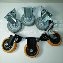3寸4寸5寸镀铬减震脚轮TPR万向轮双弹簧静音轮子带刹车减震轱辘