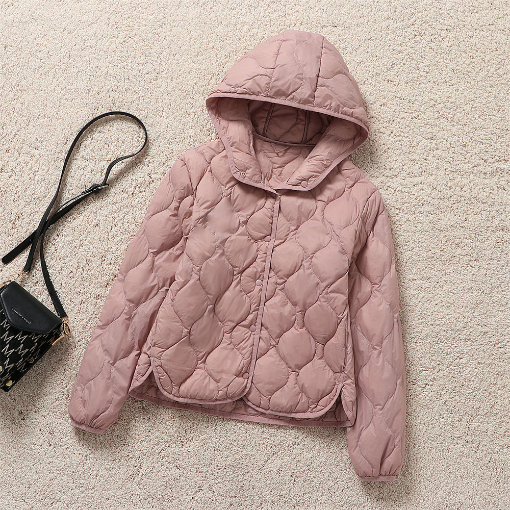 Nuevo ligero encapuchado otoño y invierno calabaza corta plumón chaqueta de mujer estilo coreano exterior calentamiento suelto chaqueta clásica universal