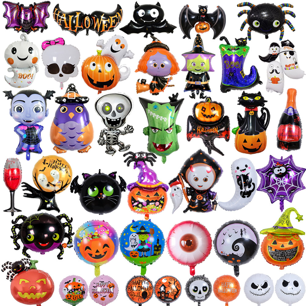 Venta al por mayor Halloween globo de aluminio decoración fantasma cráneo calabaza murciélago globo de papel de aluminio al por mayor
