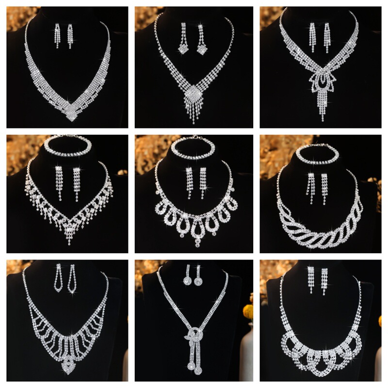 Cross-Border Set of European and American Style Designer Necklaces, Light Luxury Niche Style, Dress with Diamonds, Bridal Jewelry Set Necklace Cross-Border Set of European and American Style Designer Necklaces, Light Luxury Niche Style, Dress with Diamonds, Bridal Jewelry Set Necklace